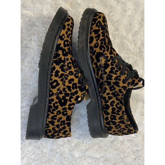 Fergalicious Lug Bottom Oxfords Size 8.5 Marvin Cheetah Print Tie Faux Suede - Picture 4 of 9